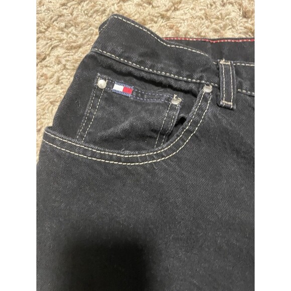 TOMMY HILFIGER Vintage 90s Straight Leg Black Denim Jeans Womens 14 L\33 - Picture 3 of 11